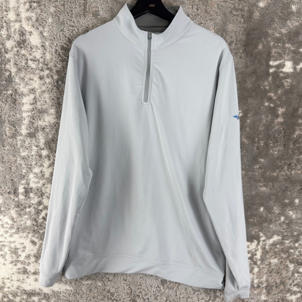 Peter Millar Size L Athene Quarter Zip Pullover Golf Sweater Light Gray Mens